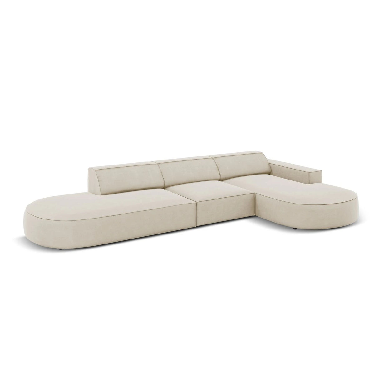 Jodie 5-Sitzer Ecksofa, Rechte Seite, rund, aus Samt (Blu30) in Dunkelbeige, 342x166 cm – Bild 5