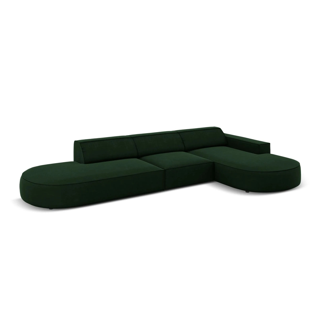 Jodie 5-Sitzer Ecksofa, Rechte Seite, rund, aus Samt (Blu78) in Flaschengrün, 342x166 cm – Bild 5
