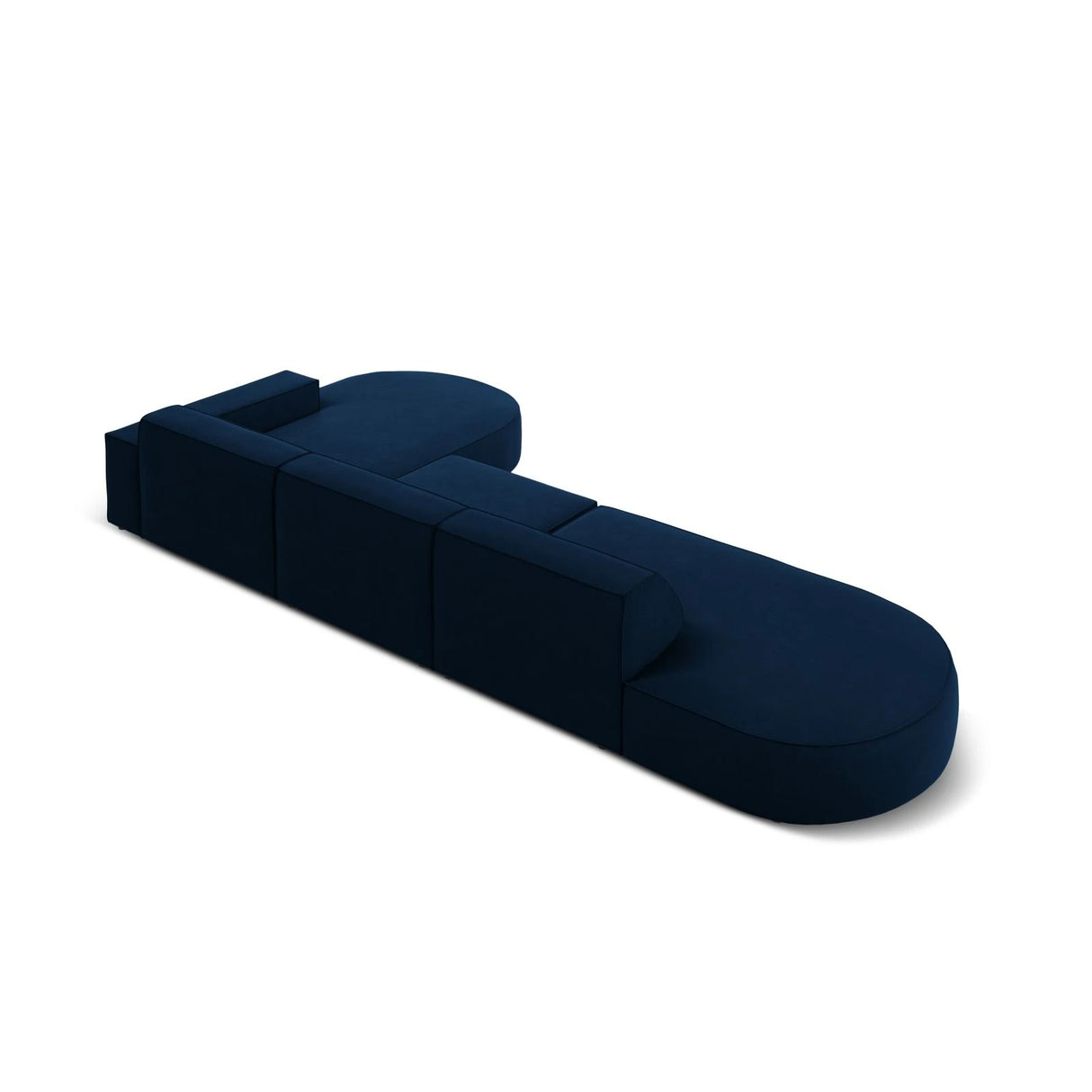 Jodie 5-Sitzer Ecksofa, Rechte Seite, rund, aus Samt (Blu86) in Königsblau, 342x166 cm – Bild 6