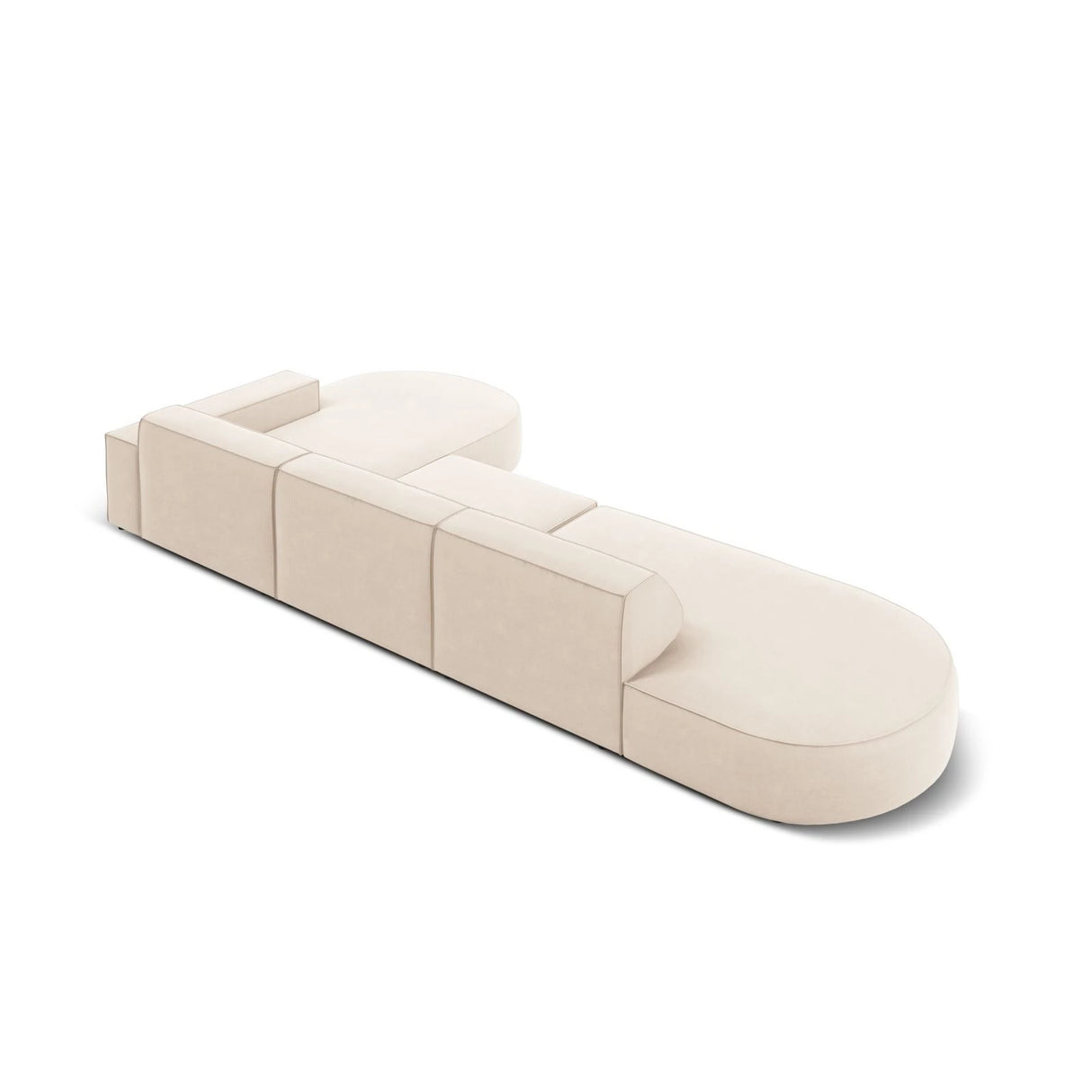 Jodie 5-Sitzer Ecksofa, Rechte Seite, rund, aus Samt oder Strukturstoff, 342x166 cm – Bild 6