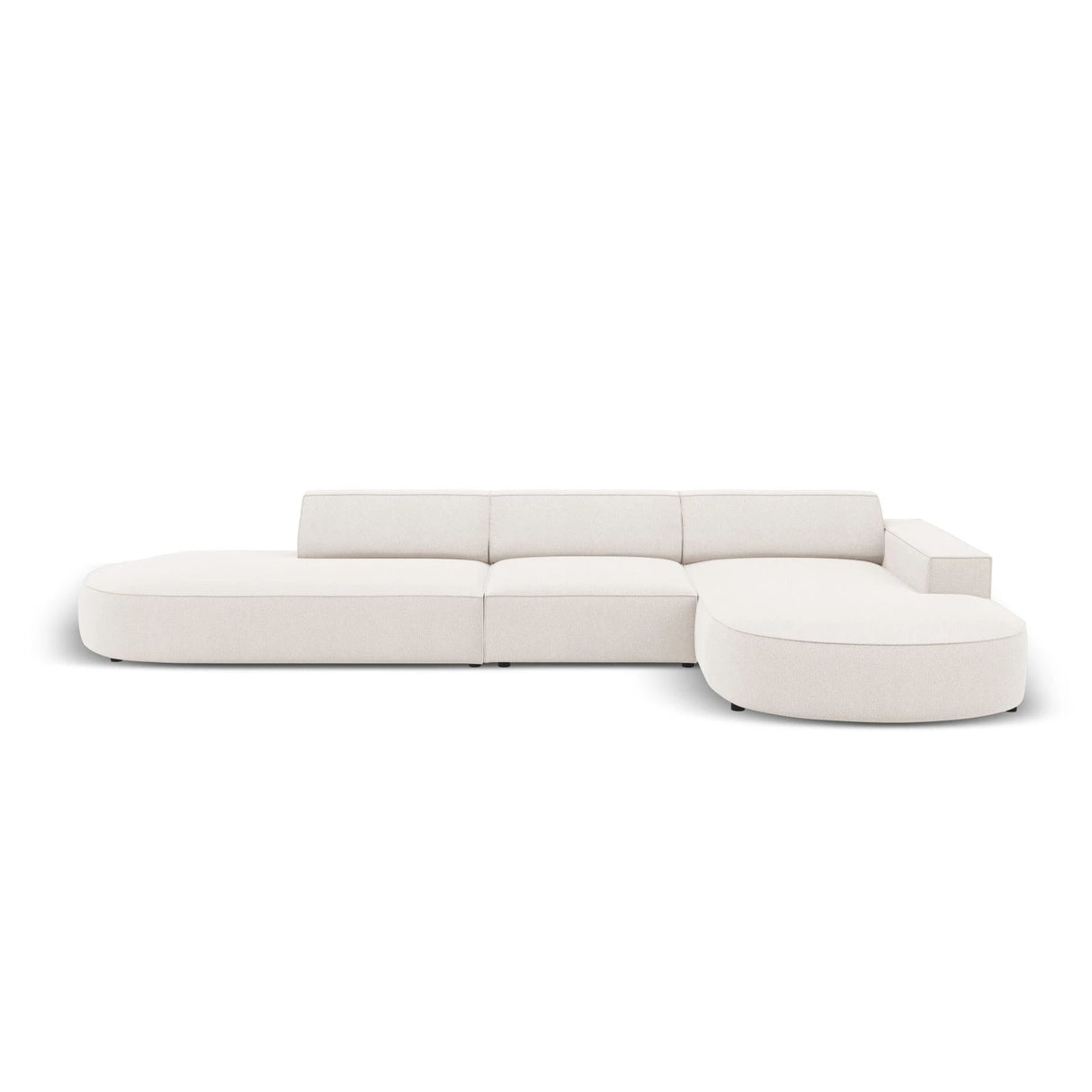 Jodie 5-Sitzer Ecksofa, Rechte Seite, rund, aus Strukturierter Stoff (Meg351) in Leichtes Beige, 342x166 cm – Bild 1