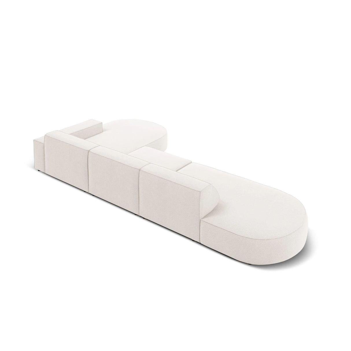 Jodie 5-Sitzer Ecksofa, Rechte Seite, rund, aus Strukturierter Stoff (Meg351) in Leichtes Beige, 342x166 cm – Bild 5