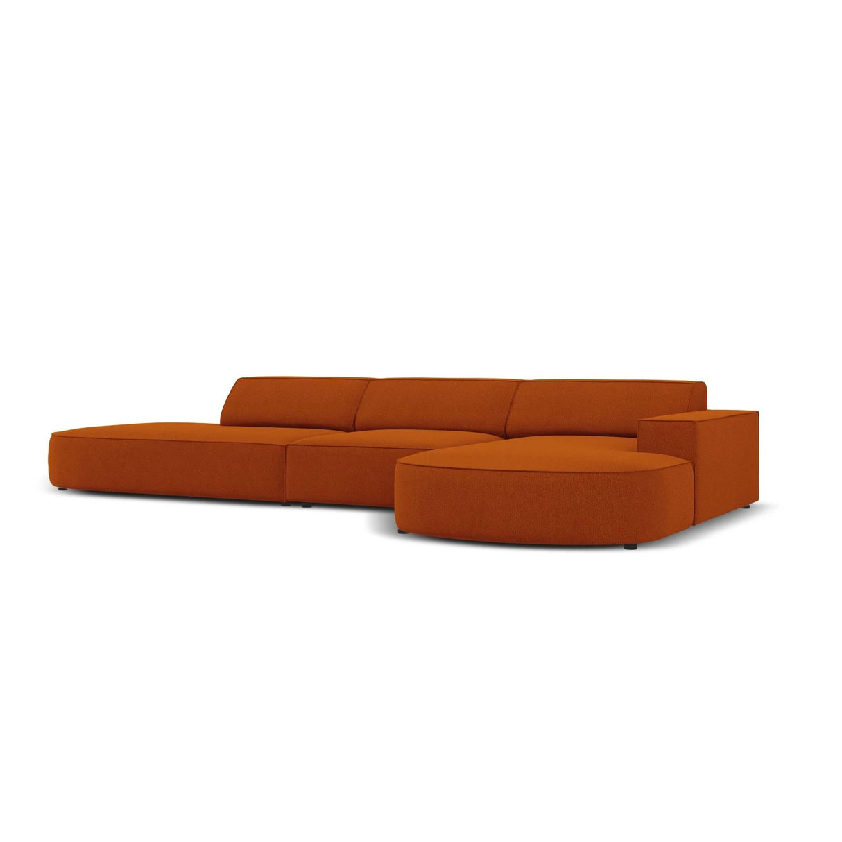 Jodie 5-Sitzer Ecksofa, Rechte Seite, rund, aus Strukturierter Stoff (Meg357) in Terrakotta, 342x166 cm – Bild 3