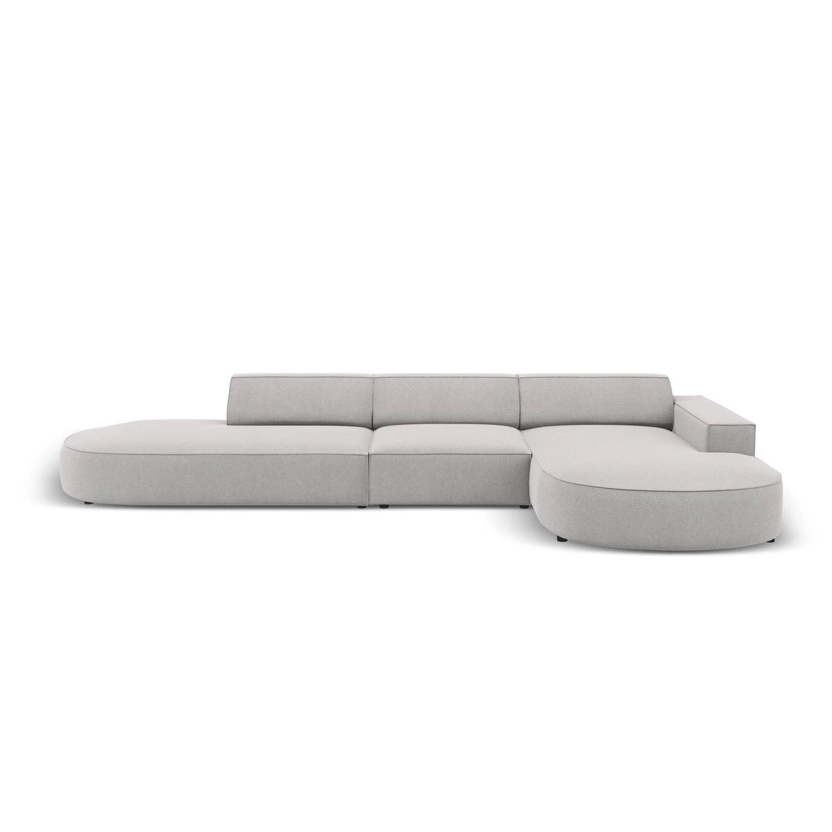 Jodie 5-Sitzer Ecksofa, Rechte Seite, rund, aus Strukturierter Stoff (Meg363) in Hellgrau, 342x166 cm – Bild 1
