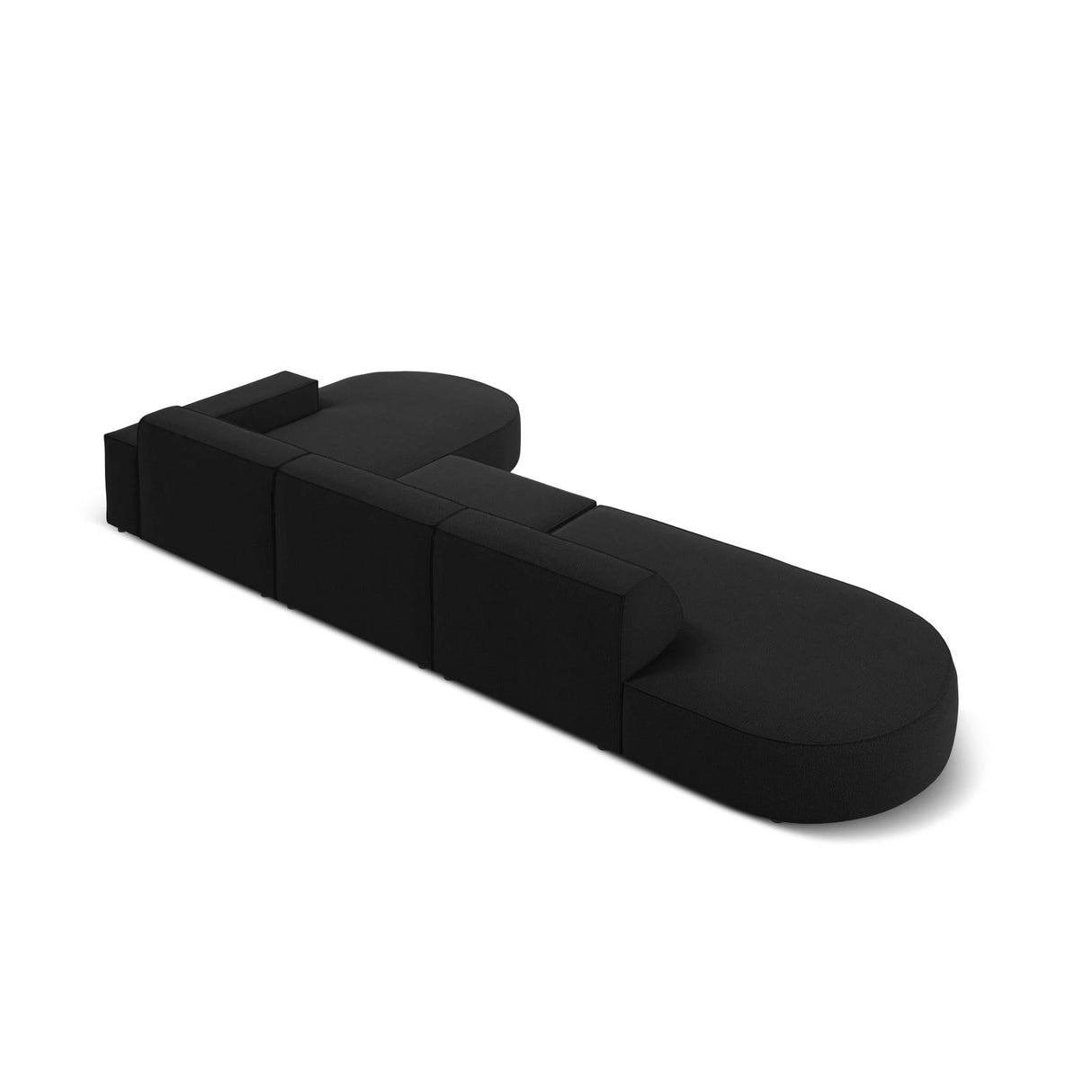 Jodie 5-Sitzer Ecksofa, Rechte Seite, rund, aus Strukturierter Stoff (Meg368) in Schwarz, 342x166 cm – Bild 5