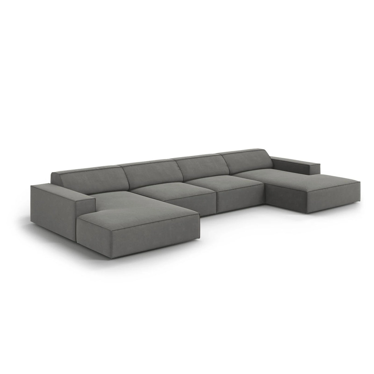 Jodie 6-Sitzer Panorama-Ecksofa symmetrisch, aus Samt (Blu13) in Hellgrau, 364x166 cm – Bild 4