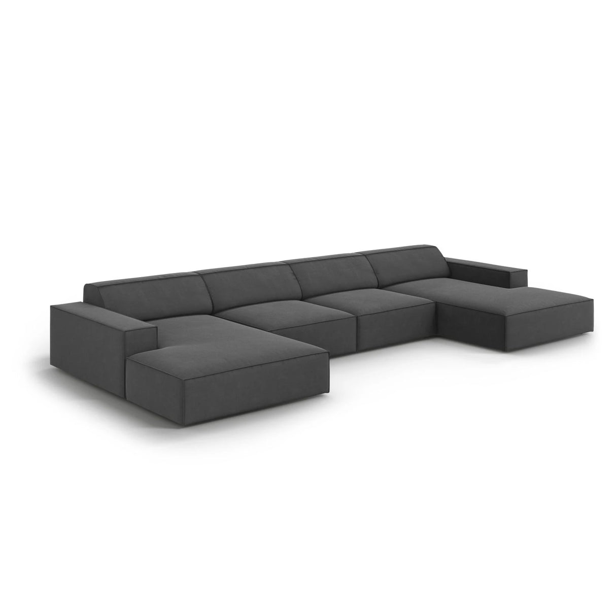 Jodie 6-Sitzer Panorama-Ecksofa symmetrisch, aus Samt (Blu14) in Grau, 364x166 cm – Bild 4