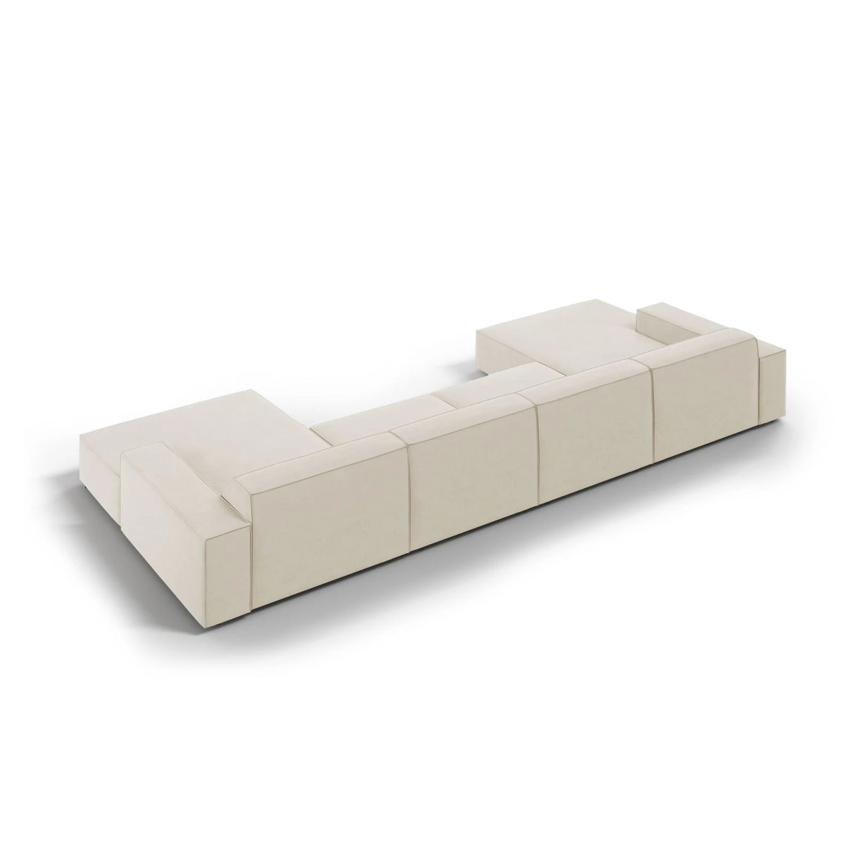 Jodie 6-Sitzer Panorama-Ecksofa symmetrisch, aus Samt (Blu30) in Dunkelbeige, 364x166 cm – Bild 5