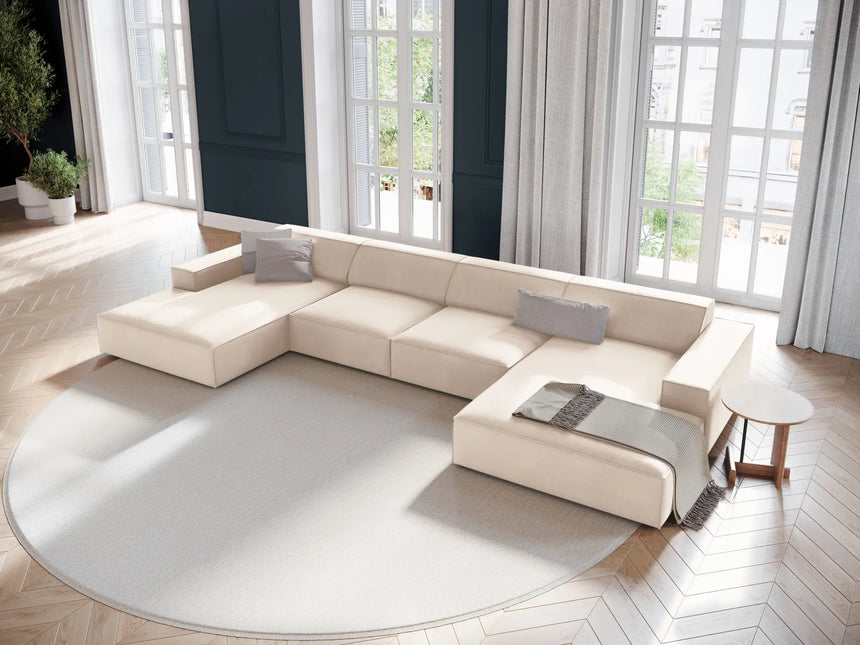 Jodie 6-Sitzer Panorama-Ecksofa symmetrisch, aus Samt oder Strukturstoff, 364x166 cm – Bild 2