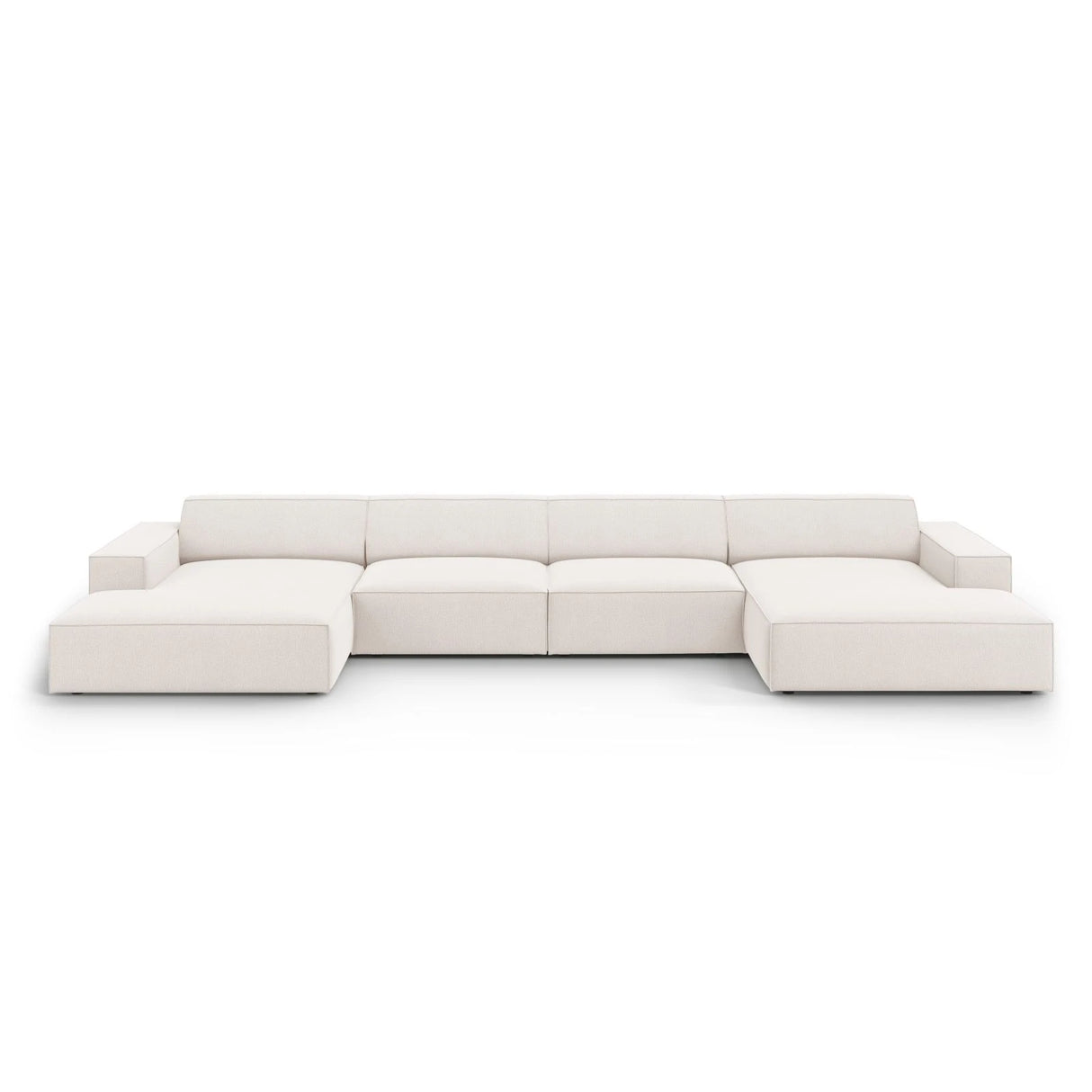 Jodie 6-Sitzer Panorama-Ecksofa symmetrisch, aus Strukturierter Stoff (Meg351) in Leichtes Beige, 364x166 cm – Bild 1