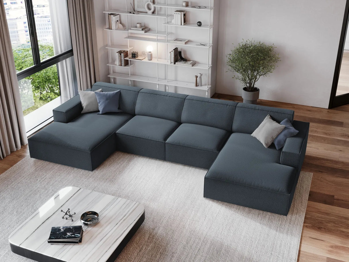 Jodie 6-Sitzer Panorama-Ecksofa symmetrisch, aus Strukturierter Stoff (Meg361) in Blau, 364x166 cm – Bild 2