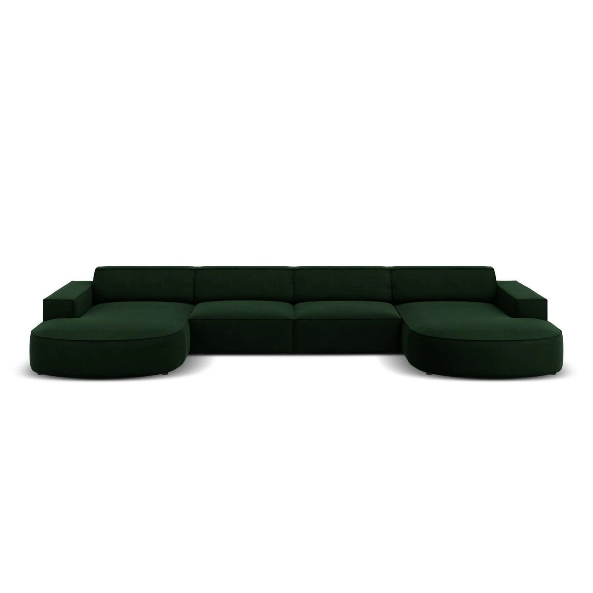 Jodie 6-Sitzer Panorama-Ecksofa symmetrisch, rund, aus Samt (Blu78) in Flaschengrün, 364x166 cm – Bild 1