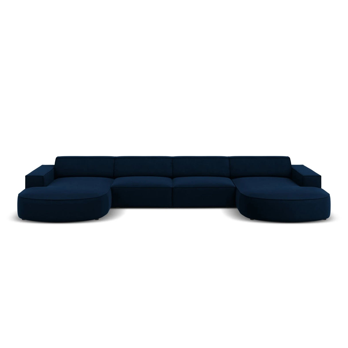 Jodie 6-Sitzer Panorama-Ecksofa symmetrisch, rund, aus Samt (Blu86) in Königsblau, 364x166 cm – Bild 1