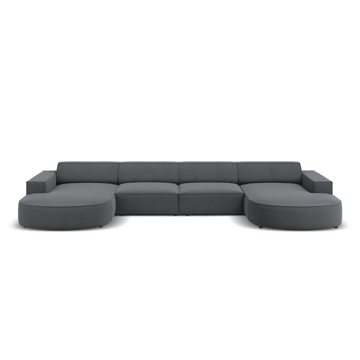 Jodie 6-Sitzer Panorama-Ecksofa symmetrisch, rund, aus Strukturierter Stoff (Meg367) in Dunkelgrau, 364x166 cm – Bild 1