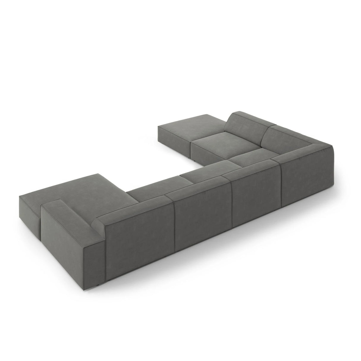 Jodie 7-Sitzer Panorama-Ecksofa, Linke Seite, aus Samt (Blu13) in Hellgrau, 364x262 cm – Bild 5