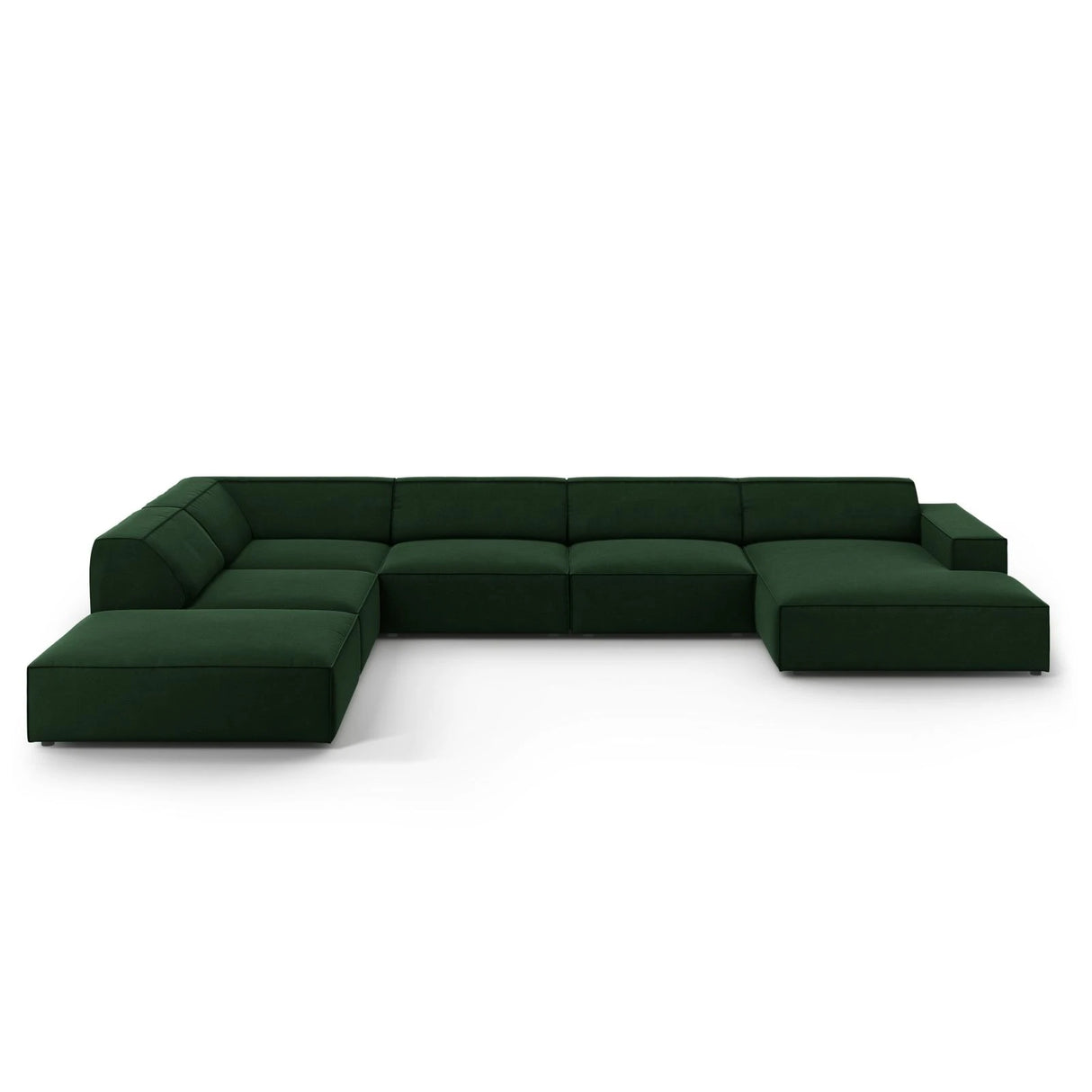 Jodie 7-Sitzer Panorama-Ecksofa, Linke Seite, aus Samt (Blu78) in Flaschengrün, 364x262 cm – Bild 1