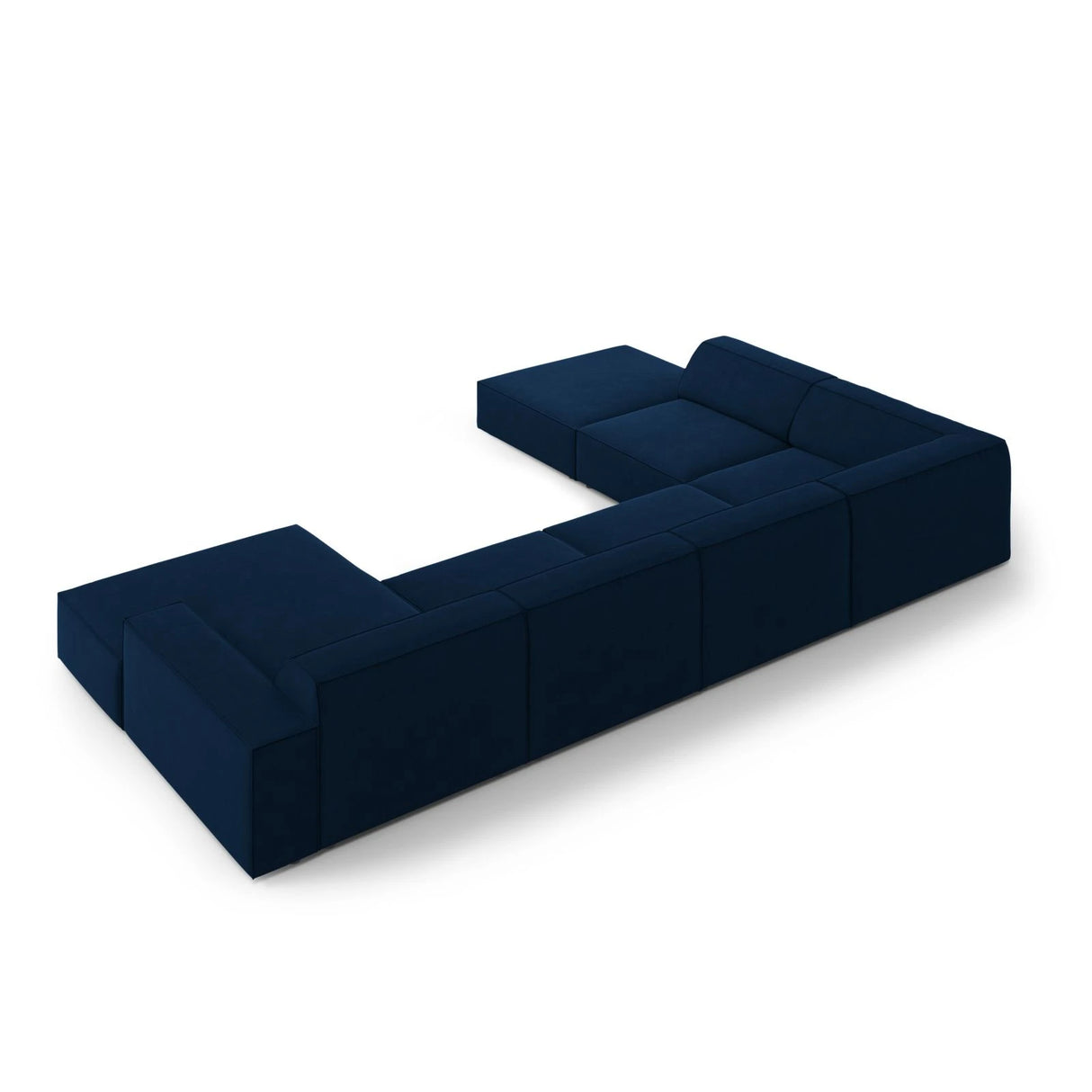 Jodie 7-Sitzer Panorama-Ecksofa, Linke Seite, aus Samt (Blu86) in Königsblau, 364x262 cm – Bild 5