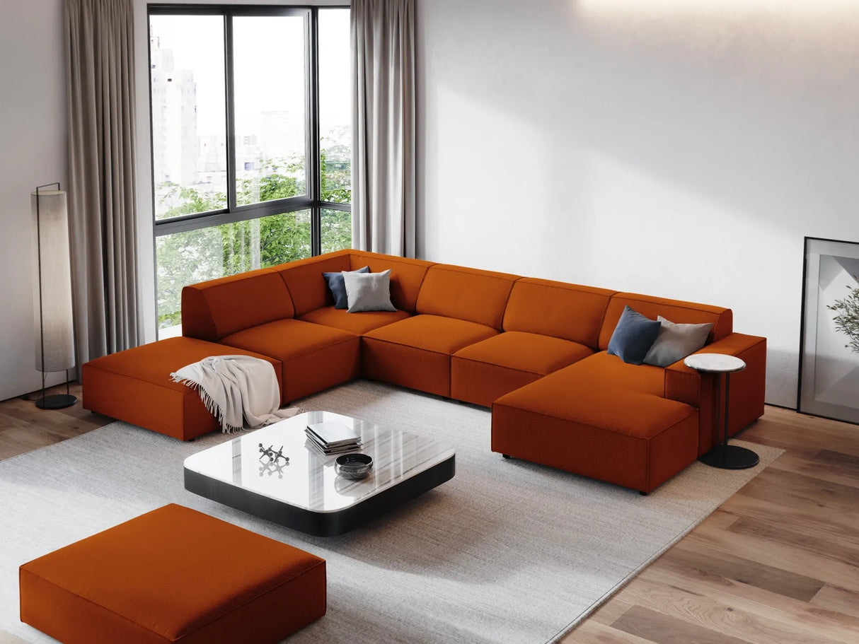 Jodie 7-Sitzer Panorama-Ecksofa, Linke Seite, aus Strukturierter Stoff (Meg357) in Terrakotta, 364x262 cm – Bild 2