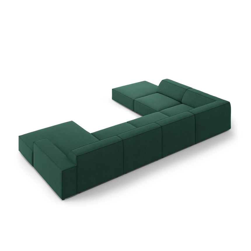 Jodie 7-Sitzer Panorama-Ecksofa, Linke Seite, aus Strukturierter Stoff (Meg359) in Grün, 364x262 cm – Bild 5