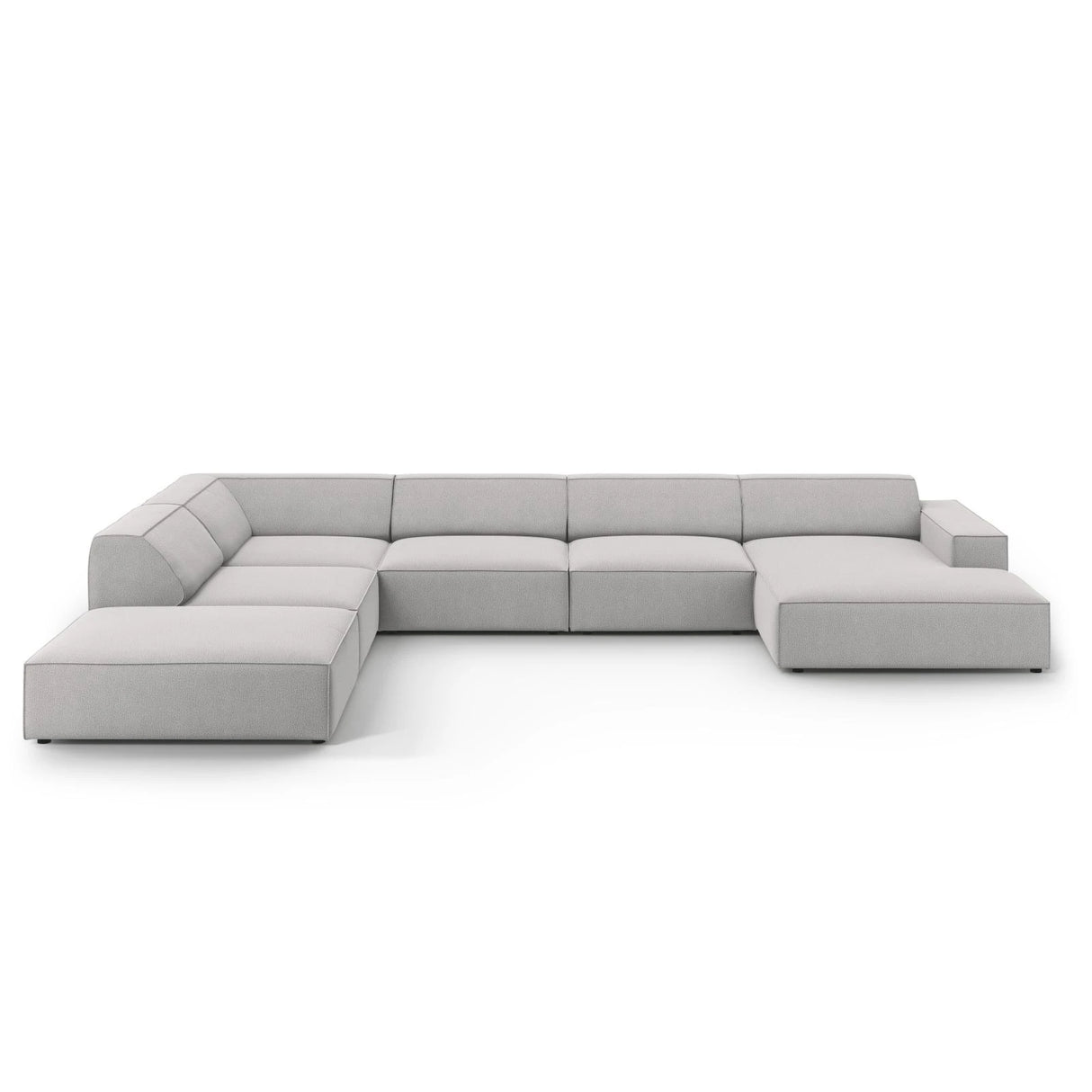 Jodie 7-Sitzer Panorama-Ecksofa, Linke Seite, aus Strukturierter Stoff (Meg363) in Hellgrau, 364x262 cm – Bild 1