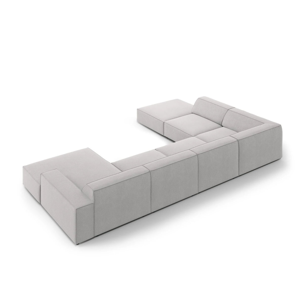 Jodie 7-Sitzer Panorama-Ecksofa, Linke Seite, aus Strukturierter Stoff (Meg363) in Hellgrau, 364x262 cm – Bild 5