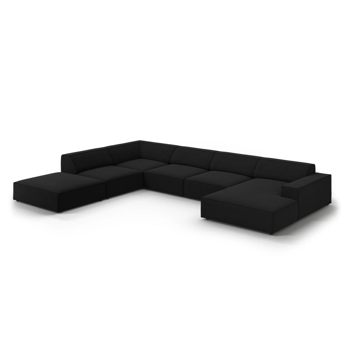 Jodie 7-Sitzer Panorama-Ecksofa, Linke Seite, aus Strukturierter Stoff (Meg368) in Schwarz, 364x262 cm – Bild 4