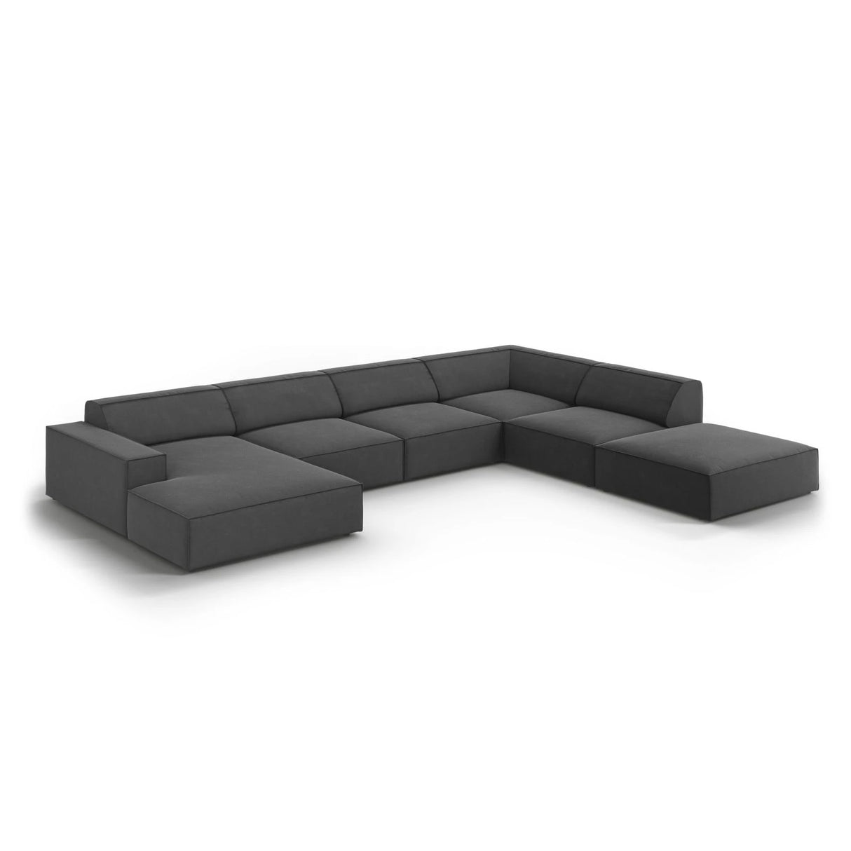 Jodie 7-Sitzer Panorama-Ecksofa, Rechte Seite, aus Samt (Blu14) in Grau, 364x262 cm – Bild 4