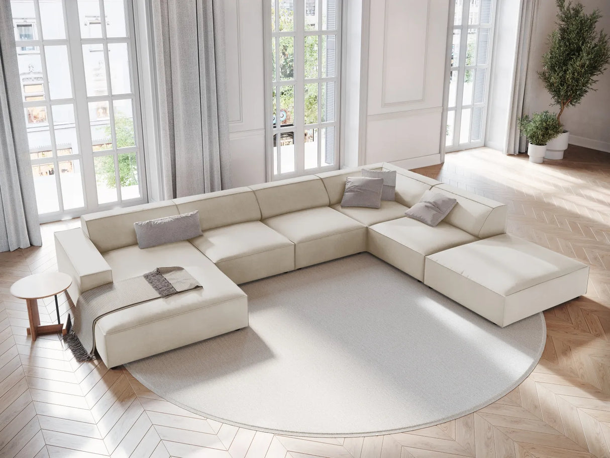 Jodie 7-Sitzer Panorama-Ecksofa, Rechte Seite, aus Samt (Blu30) in Dunkelbeige, 364x262 cm – Bild 2