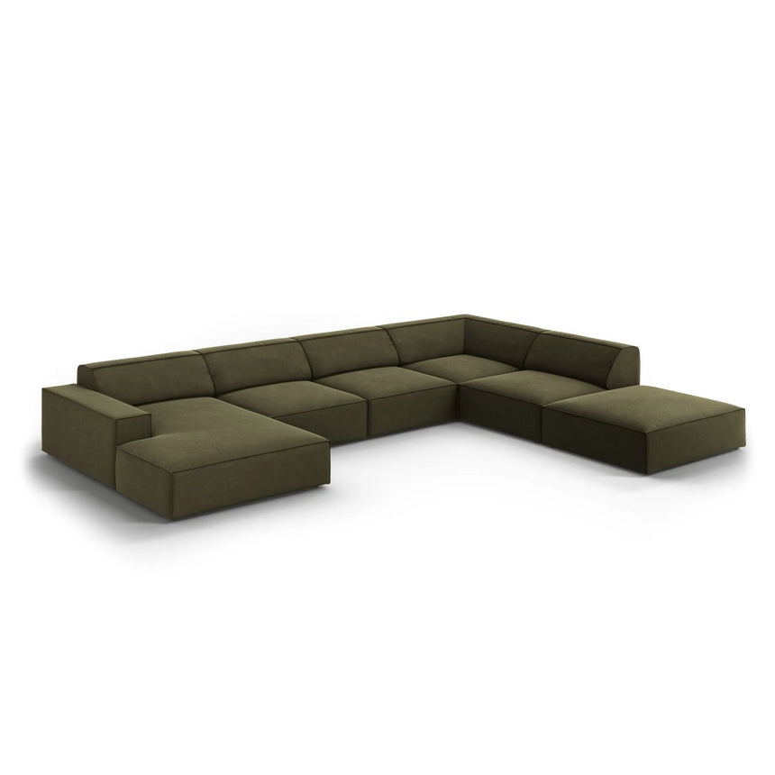 Jodie 7-Sitzer Panorama-Ecksofa, Rechte Seite, aus Samt (Blu77) in Grün, 364x262 cm – Bild 4