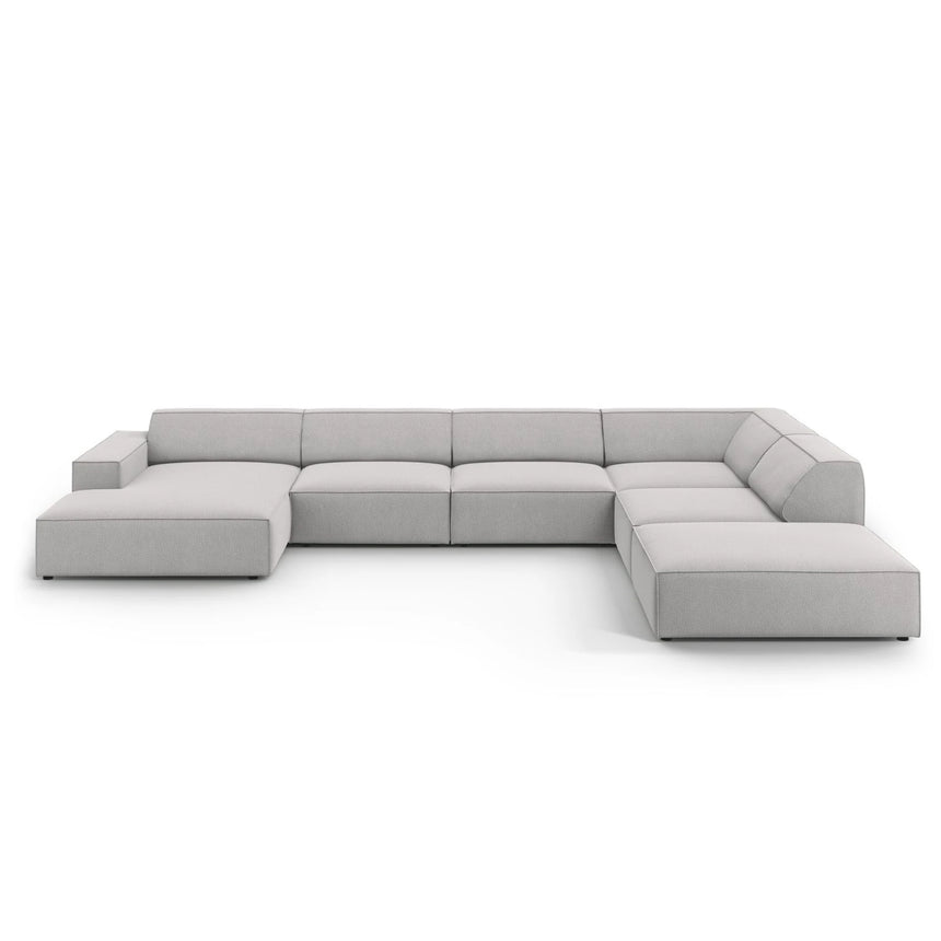Jodie 7-Sitzer Panorama-Ecksofa, Rechte Seite, aus Strukturierter Stoff (Meg363) in Hellgrau, 364x262 cm – Bild 1