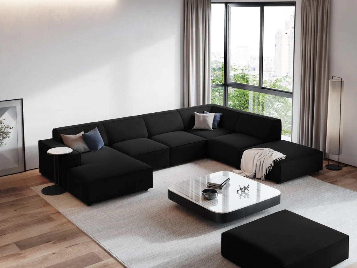 Jodie 7-Sitzer Panorama-Ecksofa, Rechte Seite, aus Strukturierter Stoff (Meg368) in Schwarz, 364x262 cm – Bild 2