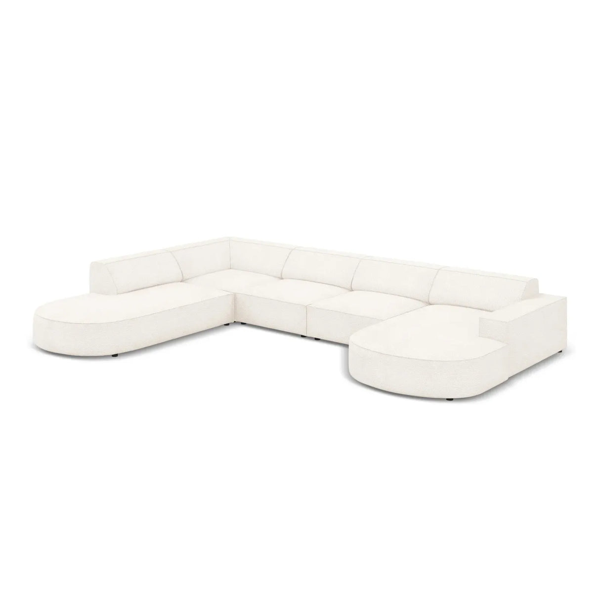Jodie 7-Sitzer Panorama-Sofa Links aus Samt, Strukturstoff oder Bouclé, 364 cm - ZEN ZONE Furniture