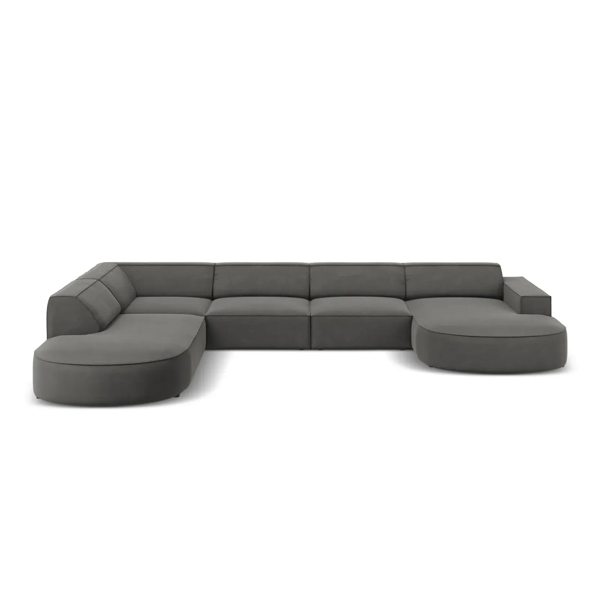 Jodie 7-Sitzer Panorama-Sofa Links aus Samt, Strukturstoff oder Bouclé, 364 cm - ZEN ZONE Furniture