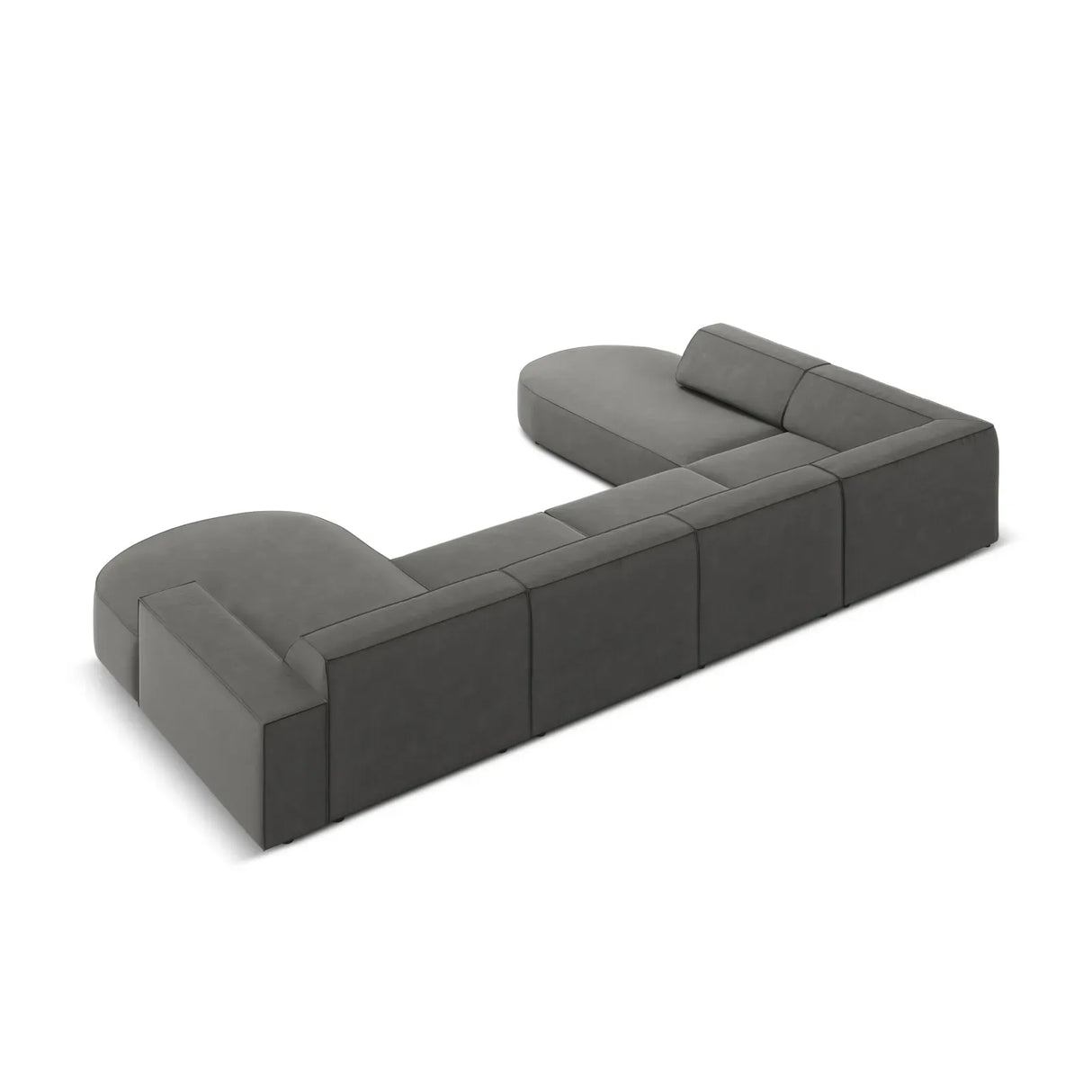 Jodie 7-Sitzer Panorama-Sofa Links aus Samt, Strukturstoff oder Bouclé, 364 cm - ZEN ZONE Furniture