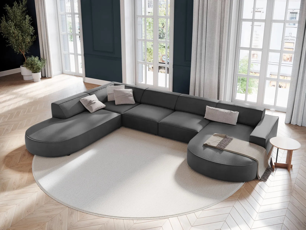 Jodie 7-Sitzer Panorama-Sofa Links 364 cm aus Samt (Blu14) in Grau – Bild 5