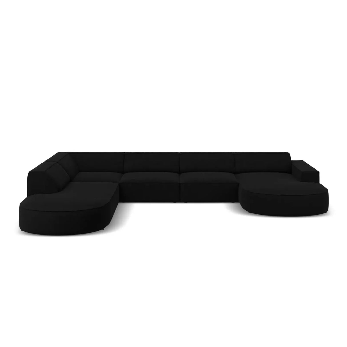 Jodie 7-Sitzer Panorama-Sofa Links aus Samt, Strukturstoff oder Bouclé, 364 cm - ZEN ZONE Furniture