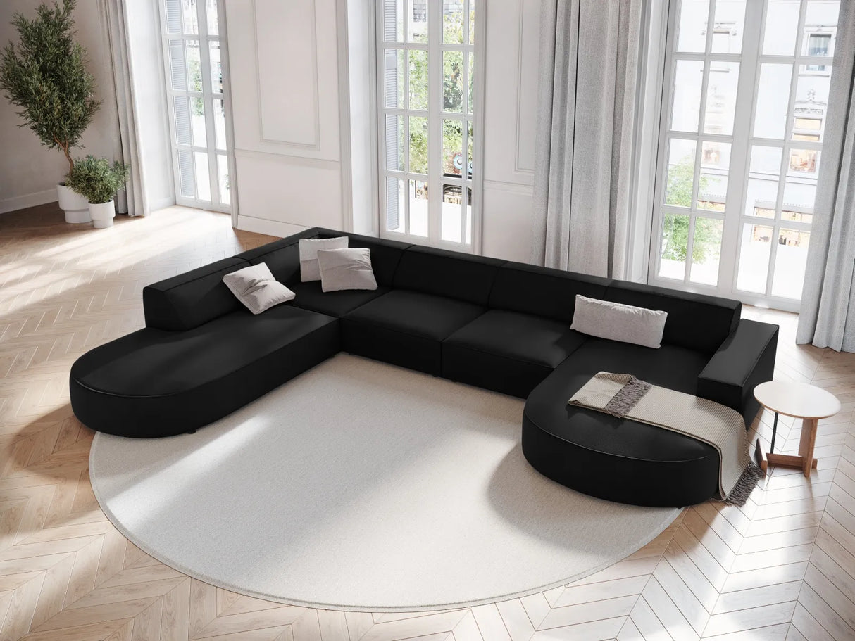 Jodie 7-Sitzer Panorama-Sofa Links 364 cm aus Samt (Blu19) in Schwarz – Bild 5