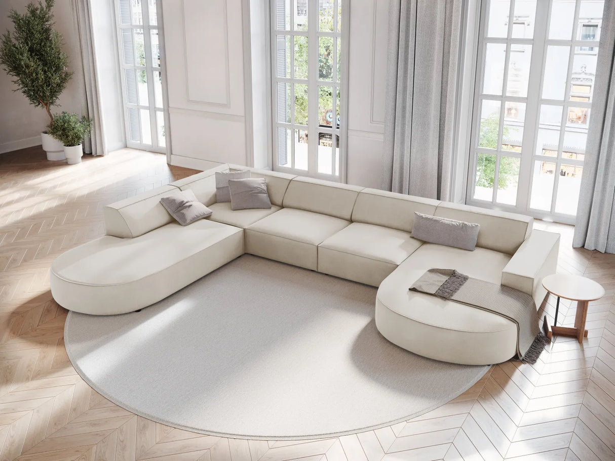 Jodie 7-Sitzer Panorama-Sofa Links 364 cm aus Samt (Blu30) in Dunkelbeige – Bild 1