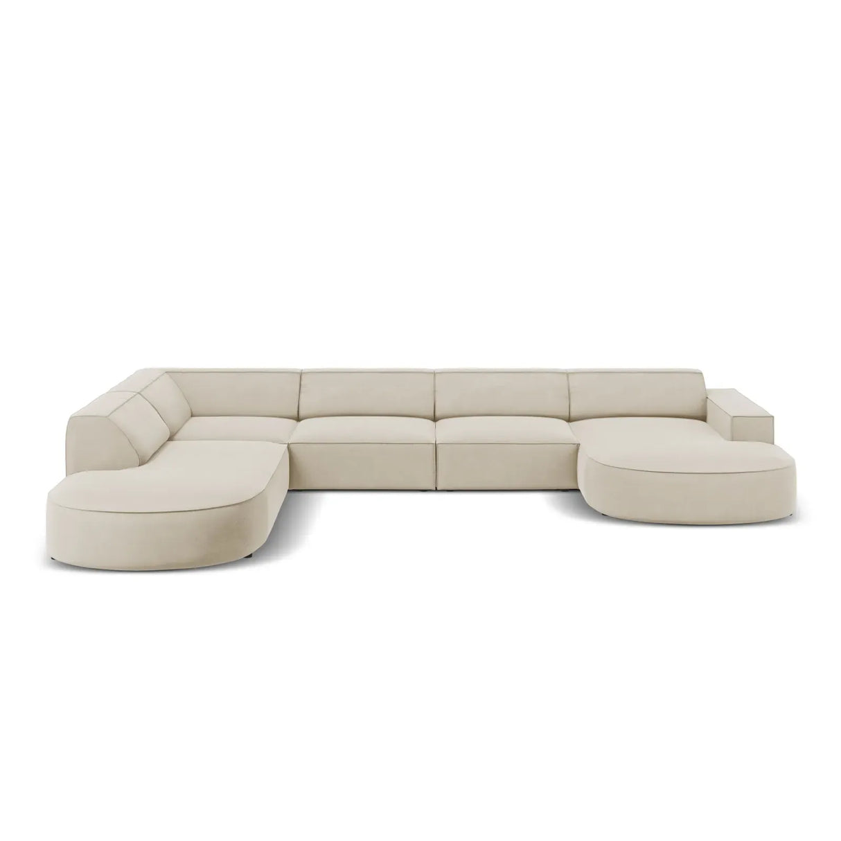Jodie 7-Sitzer Panorama-Sofa Links aus Samt, Strukturstoff oder Bouclé, 364 cm - ZEN ZONE Furniture