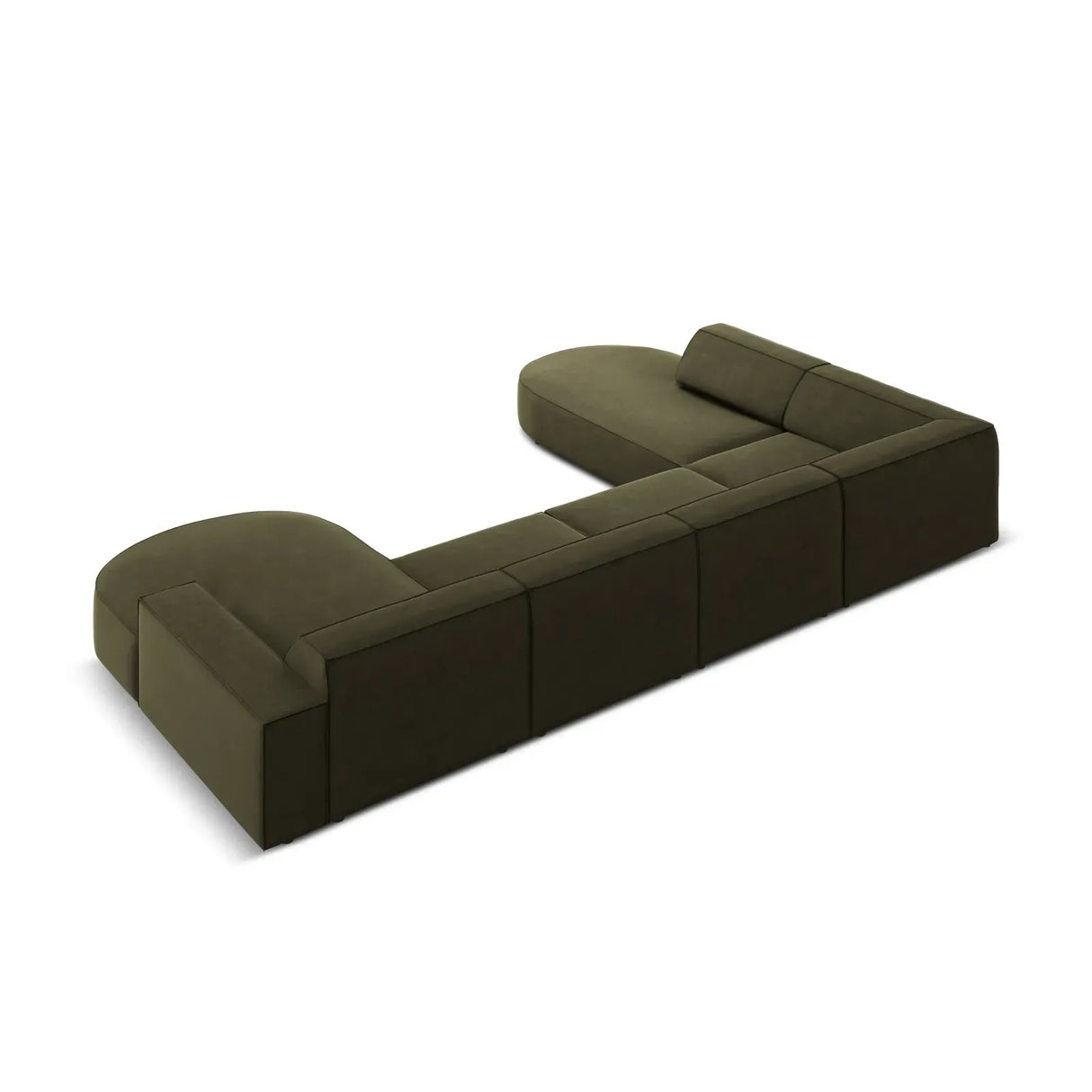 Jodie 7-Sitzer Panorama-Sofa Links aus Samt, Strukturstoff oder Bouclé, 364 cm - ZEN ZONE Furniture