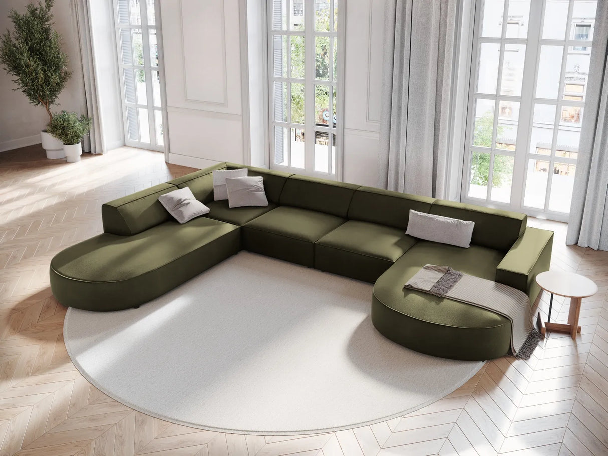 Jodie 7-Sitzer Panorama-Sofa Links 364 cm aus Samt (Blu77) in Grün – Bild 5