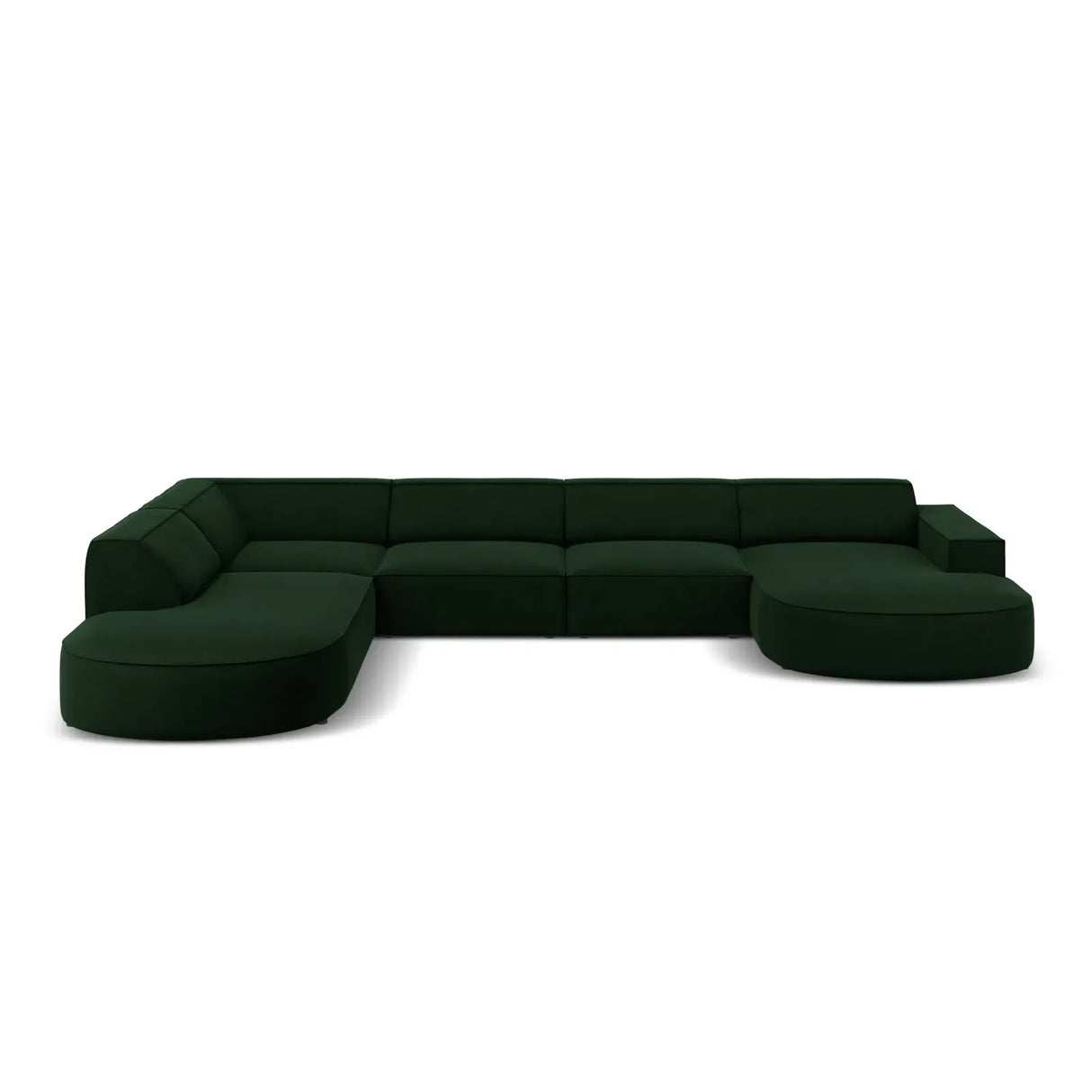 Jodie 7-Sitzer Panorama-Sofa Links aus Samt, Strukturstoff oder Bouclé, 364 cm - ZEN ZONE Furniture