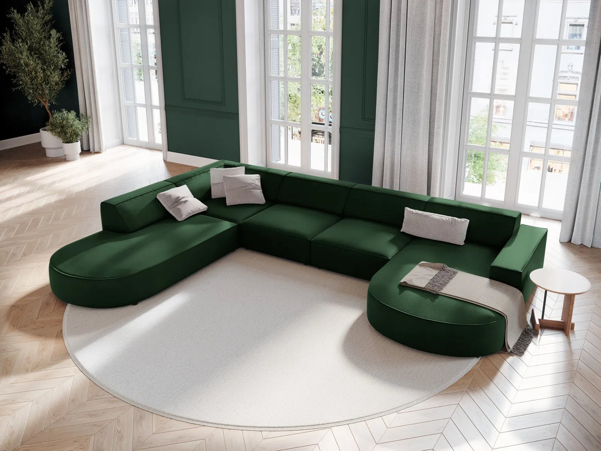 Jodie 7-Sitzer Panorama-Sofa Links 364 cm aus Samt (Blu78) in Flaschengrün – Bild 5