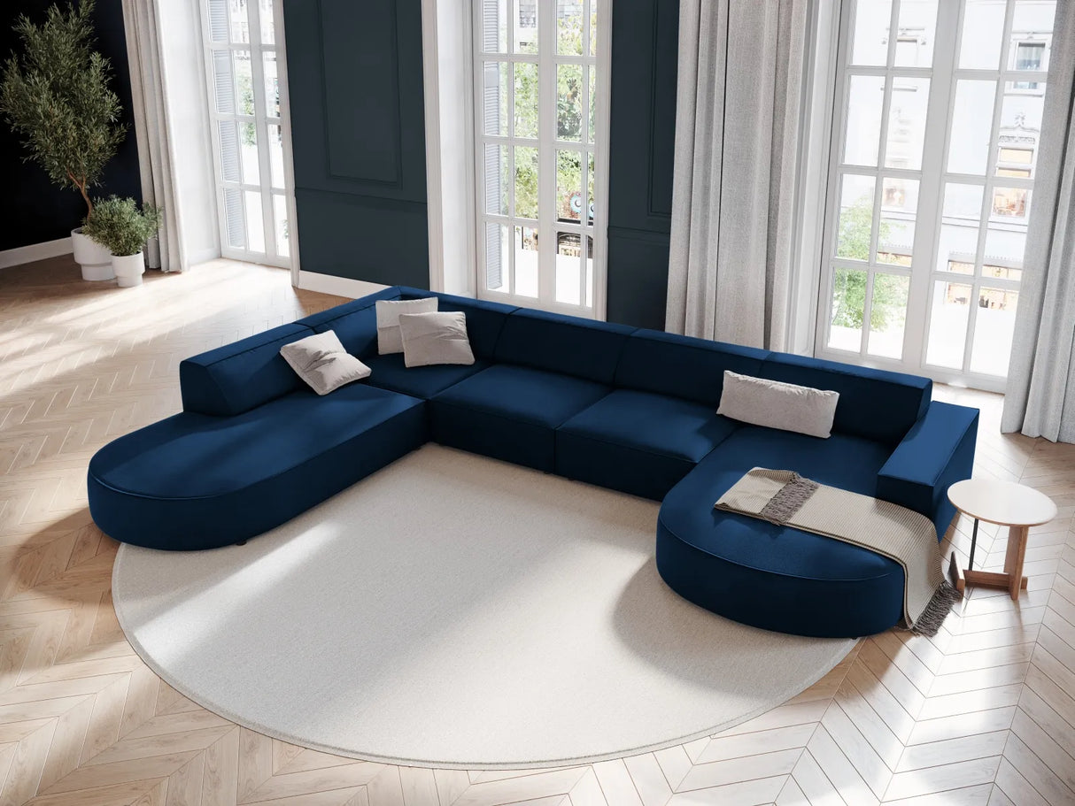 Jodie 7-Sitzer Panorama-Sofa Links 364 cm aus Samt (Blu86) in Königsblau – Bild 5