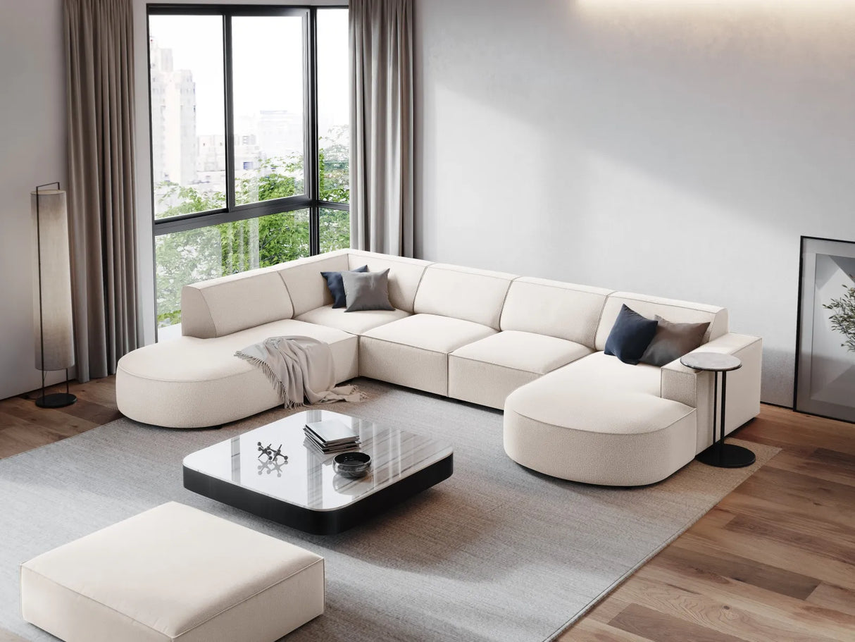 Jodie 7-Sitzer Panorama-Sofa Links 364 cm aus Strukturierter Stoff (Meg351) in Leichtes Beige – Bild 1