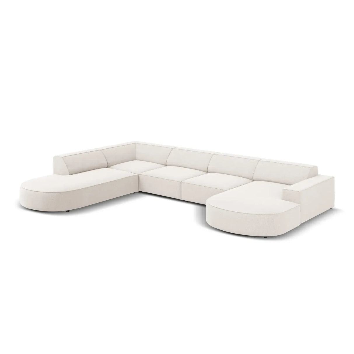 Jodie 7-Sitzer Panorama-Sofa Links aus Samt, Strukturstoff oder Bouclé, 364 cm - ZEN ZONE Furniture