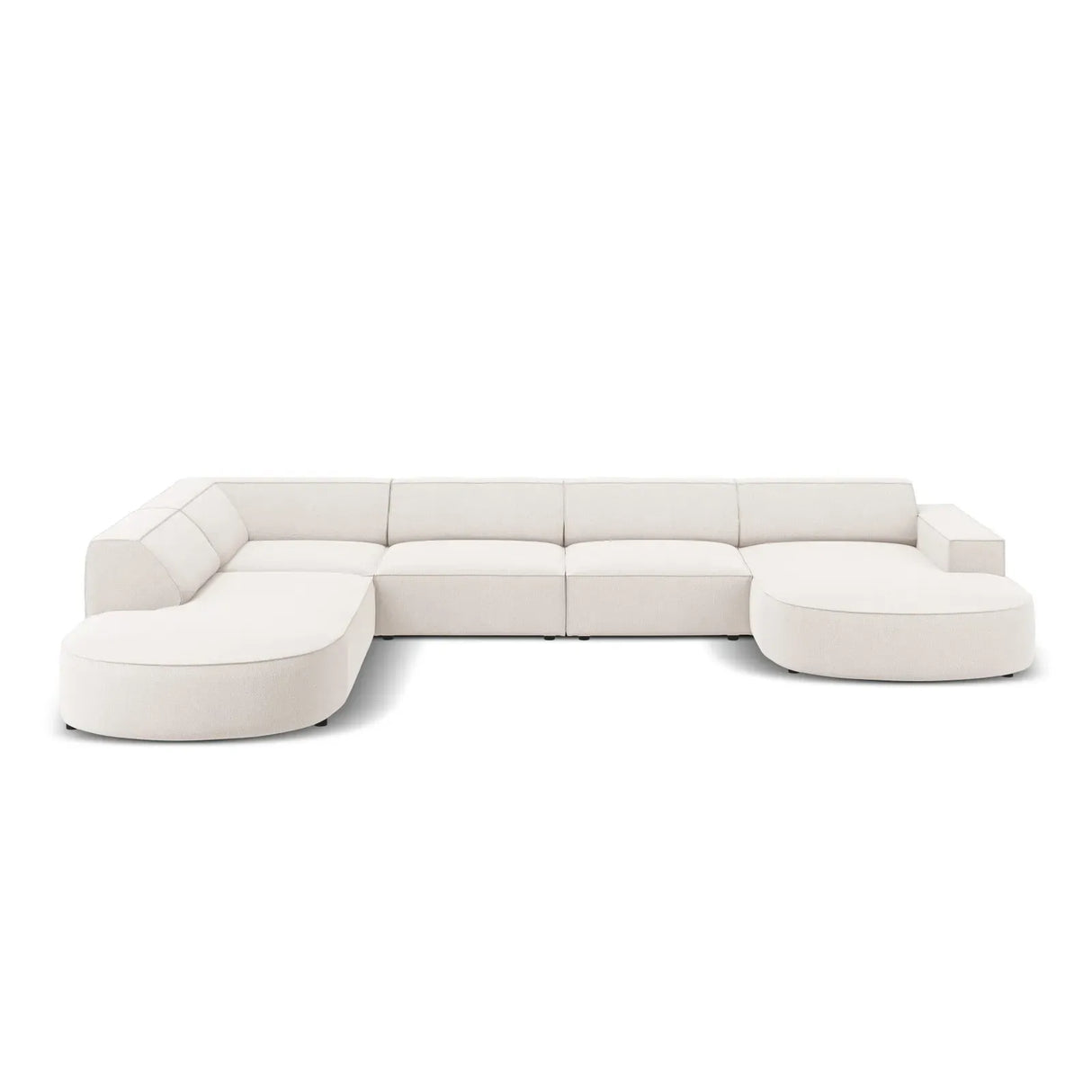 Jodie 7-Sitzer Panorama-Sofa Links aus Samt, Strukturstoff oder Bouclé, 364 cm - ZEN ZONE Furniture