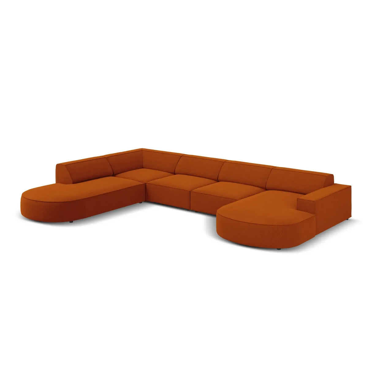 Jodie 7-Sitzer Panorama-Sofa Links aus Samt, Strukturstoff oder Bouclé, 364 cm - ZEN ZONE Furniture