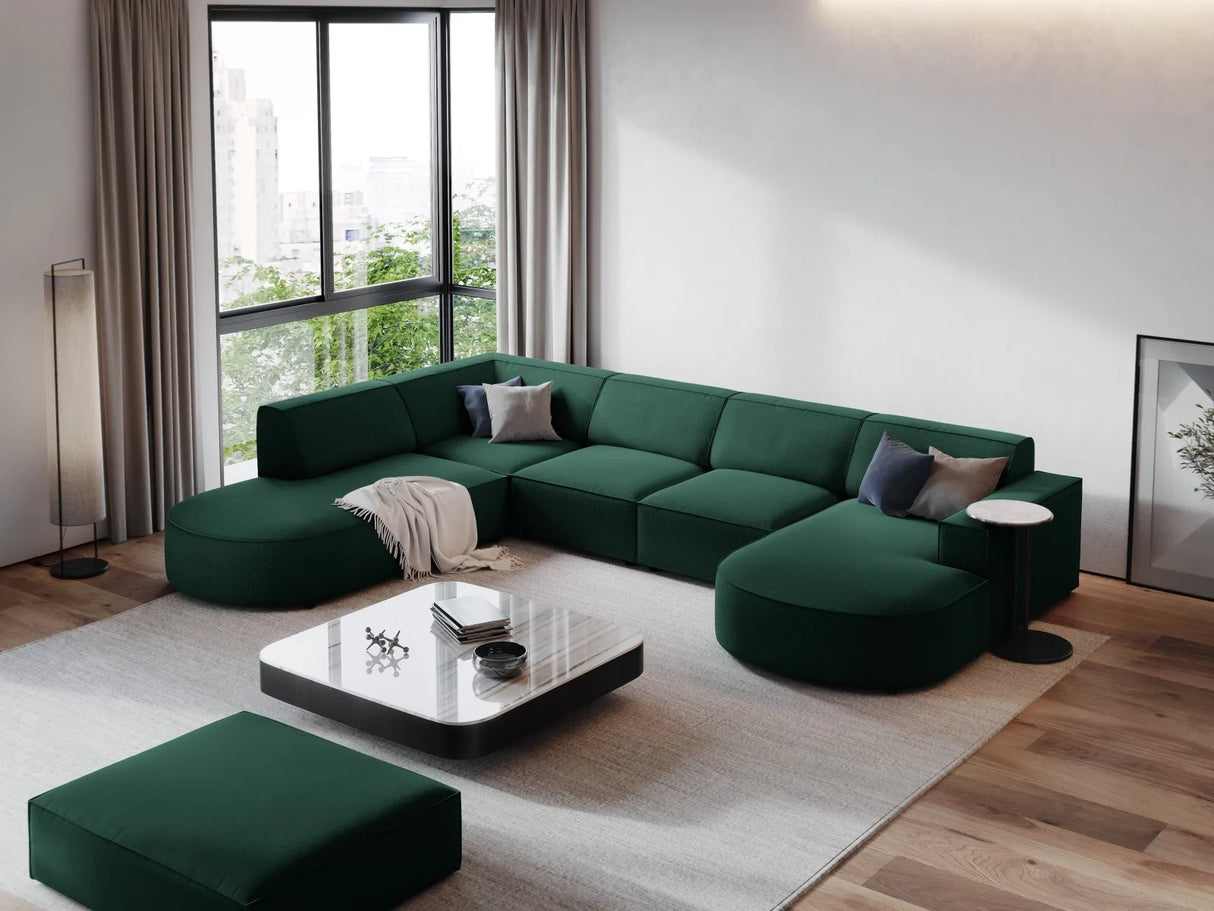Jodie 7-Sitzer Panorama-Sofa Links 364 cm aus Strukturierter Stoff (Meg359) in Grün – Bild 1