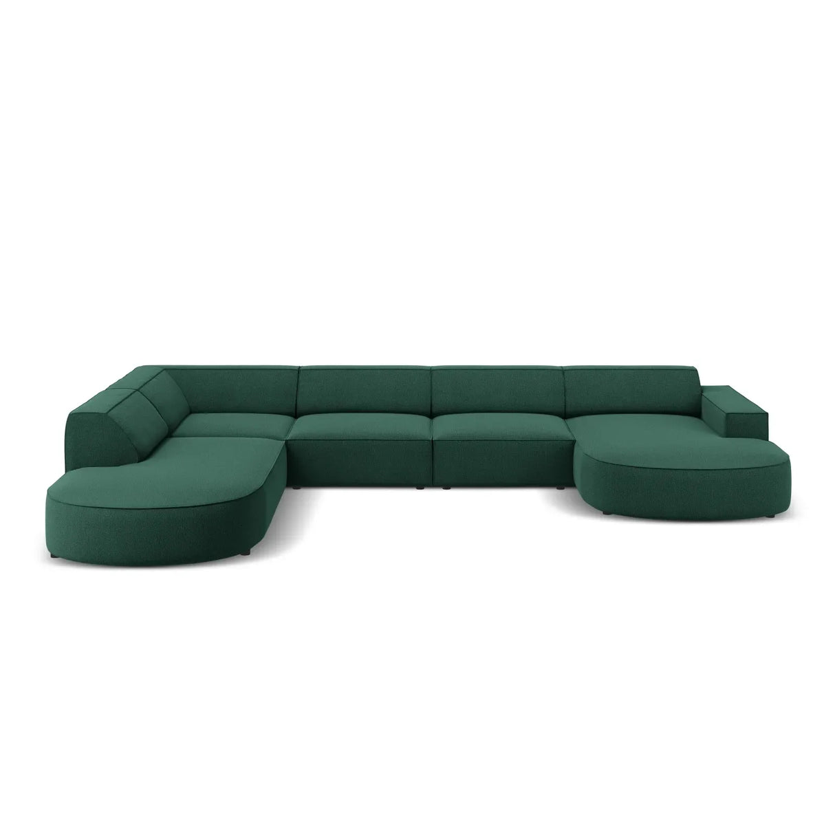 Jodie 7-Sitzer Panorama-Sofa Links aus Samt, Strukturstoff oder Bouclé, 364 cm - ZEN ZONE Furniture